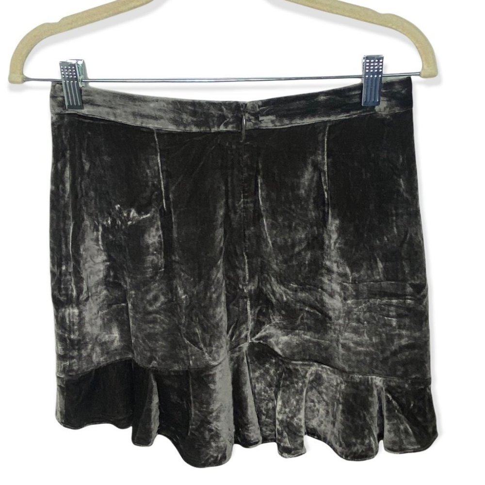 Madewell Velvet Ruffled Edge Silk Skirt Black Size 2 Flirty Super Soft Velour - Picture 6 of 11